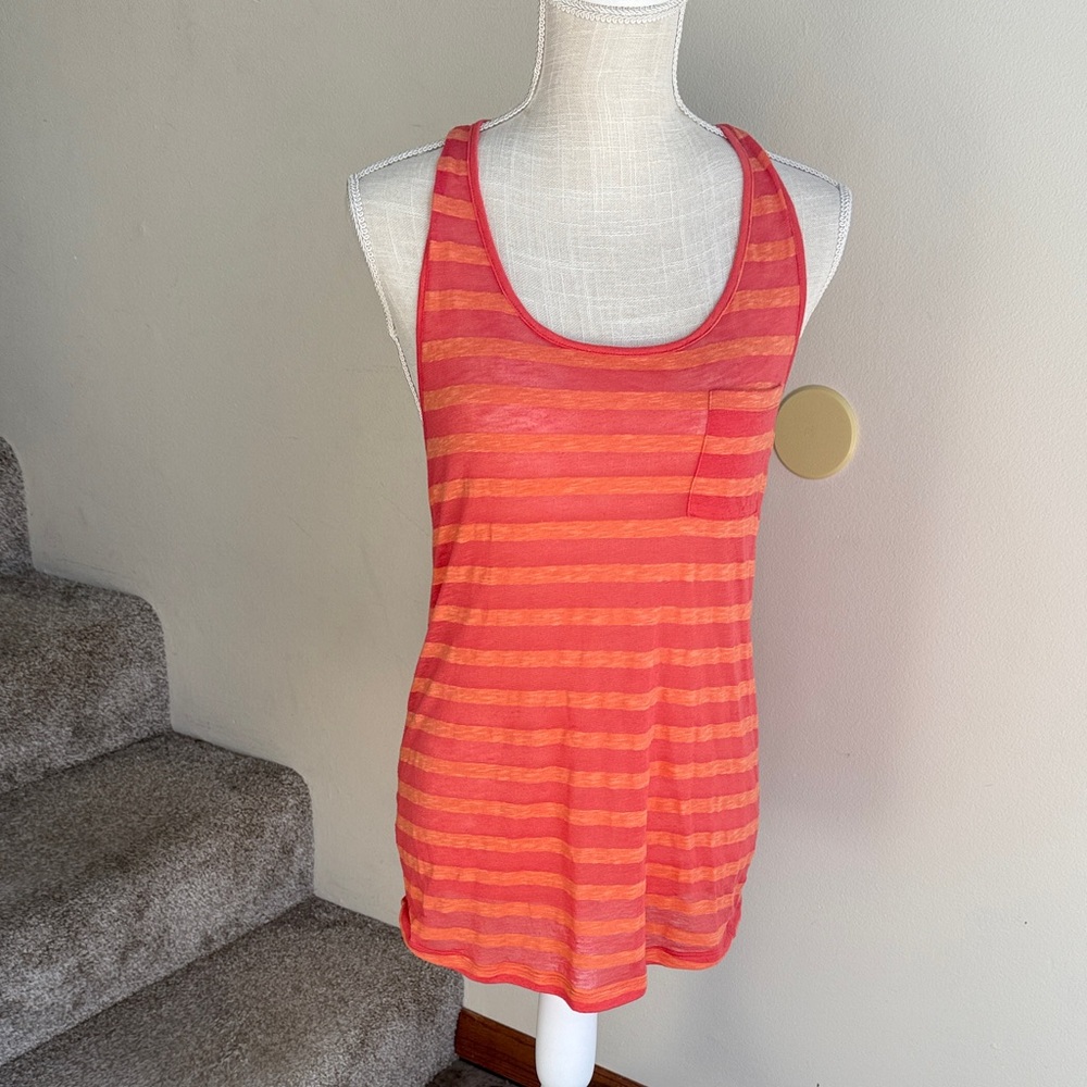 Motherhood Maternity Orange/Pink Striped Tank Top
